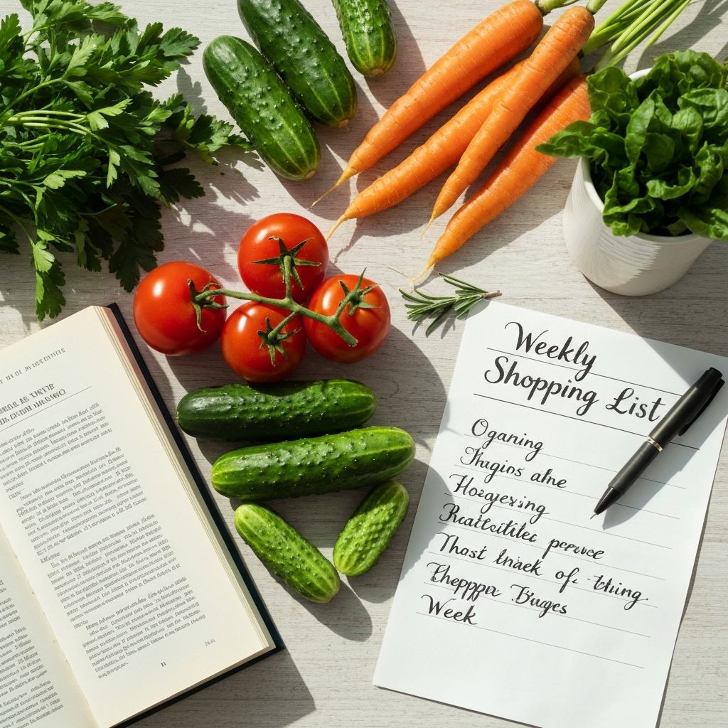 Planificare meniu și notiță pe masă